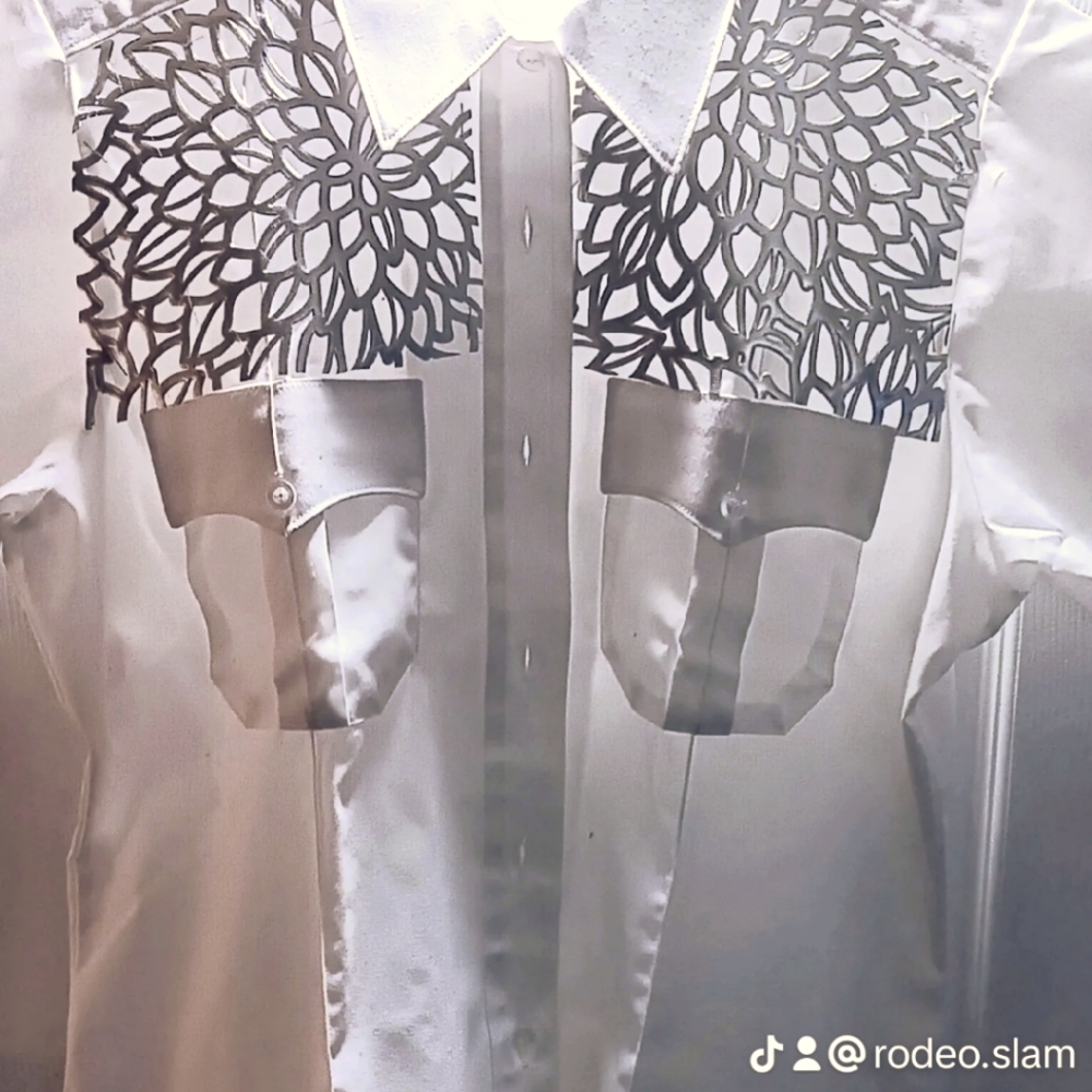 Unique Mens Rock Shirt. Large white mesh